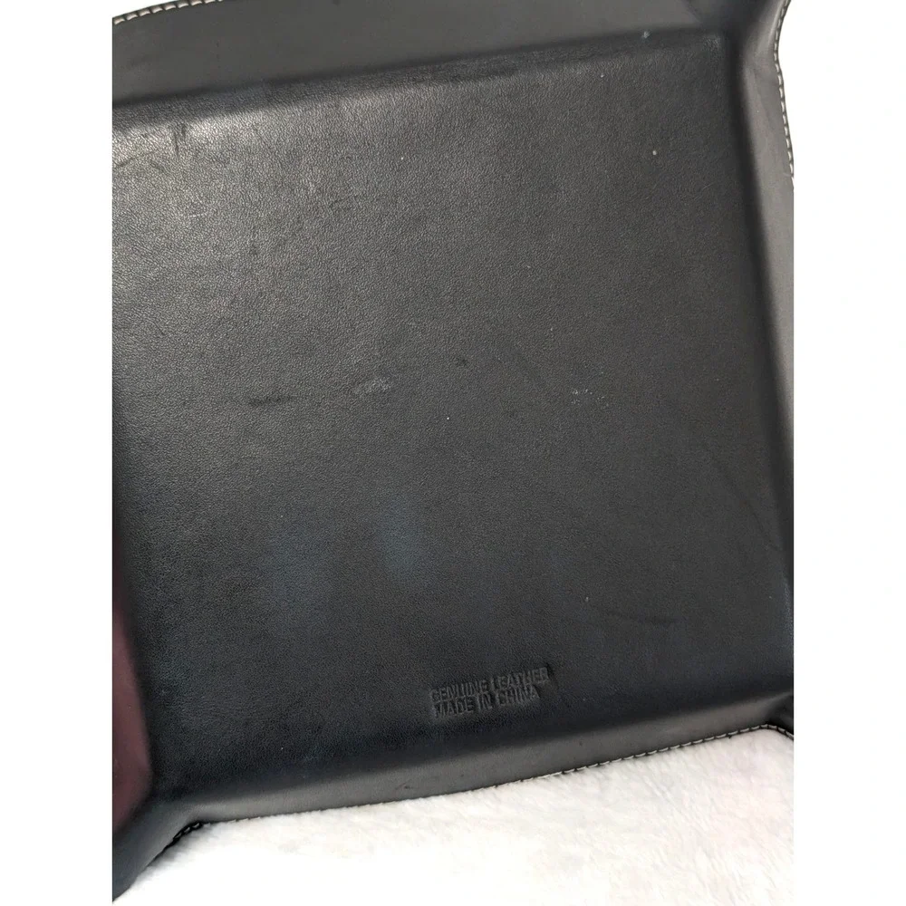 RARE Disney Genuine Leather Mickey Mouse Snap Valet Catchall Tray Black Velvet